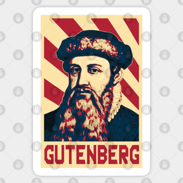 Johannes Gutenberg Retro Sticker by Nerd_art